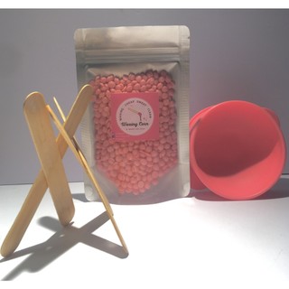 Sáp wax lông, sáp wax nóng hard wax beans và chén silicon wax lông chịu nhiệt kèm quà tặng