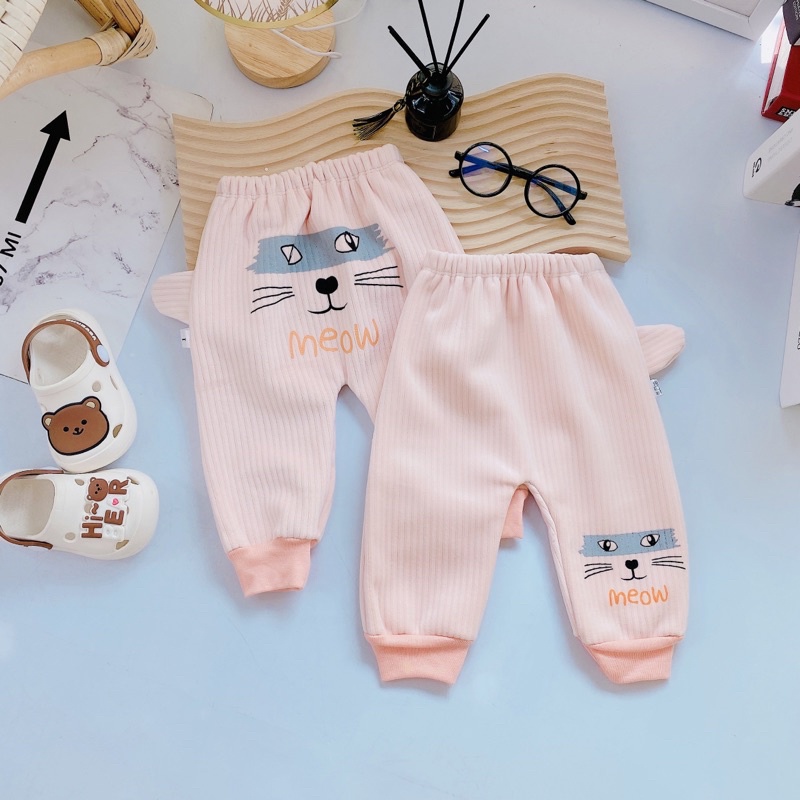 Quần nỉ lót lông vải nhung siêu mềm mịn hình đáng yêu cho bé