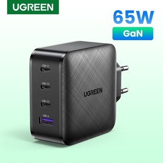 Củ sạc ugreen 65w trang bị 4 cổng sạc 3 usb c 1 usb a sử dụng công nghệ gan hiện đại hỗ trợ sạc nhanh pd usb 3.0
