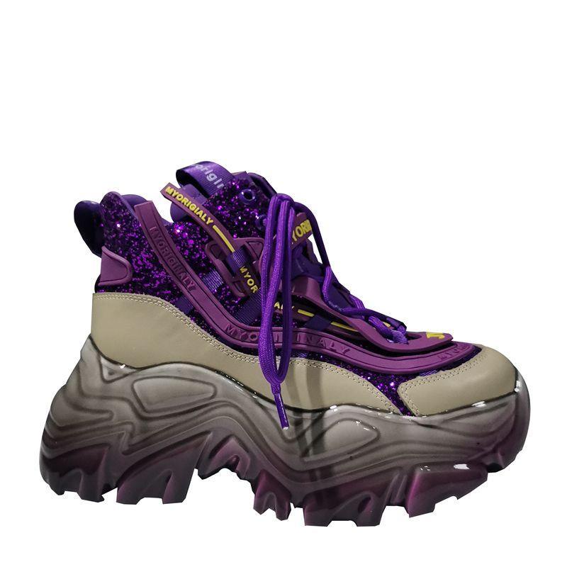 Giày Sneaker Da Thạch Kim Tuyến Đế Dày Tăng Chiều Cao Phong Cách Châu Âu Cho Nữ