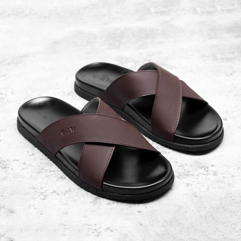 Dép Gaw chéo da bò mã G228N