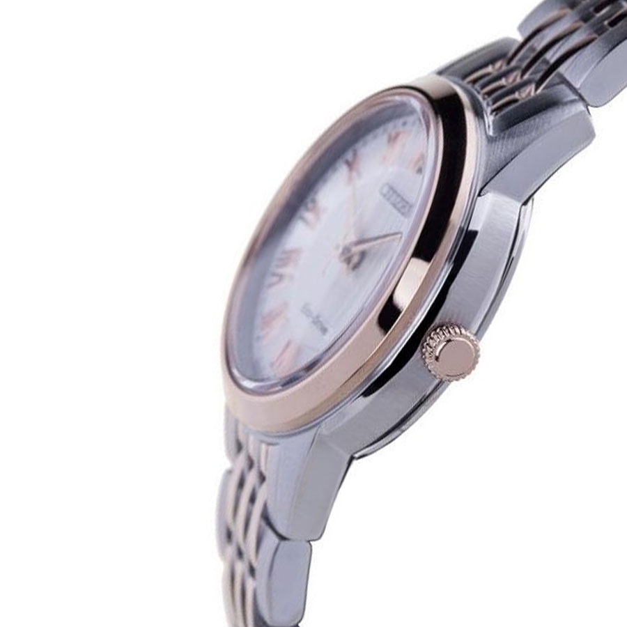 Đồng Hồ Đôi Citizen Eco-Drive Dây Kim Loại AW1234-50A &amp; FE1084-51A - Mặt Trắng (Sapphire)