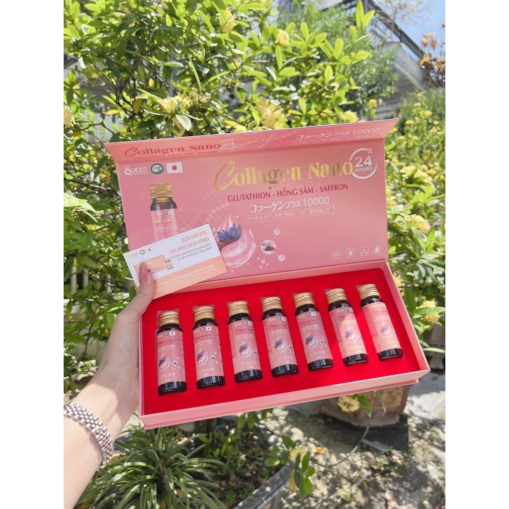 Nước uống đẹp da Collagen Nano 24h hàm lượng 6000mg glutathione trắng sáng mờ nám giảm tàn nhang chống lão hóa da