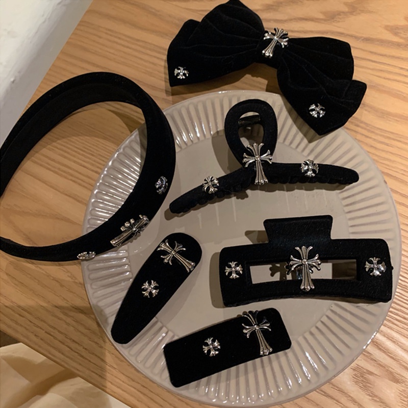 Kẹp Tóc Đính Nơ Bằng Nhung Đen Cỡ Lớn Thời Trang Cho Nữ