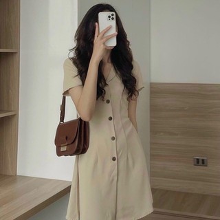 Đầm sơ mi basic 2 màu (kèm hình thật)