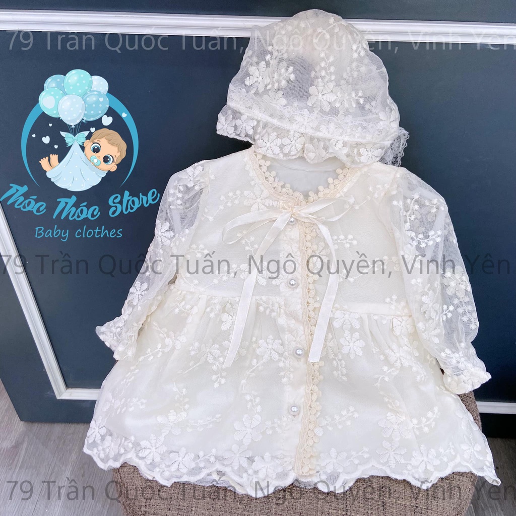 Set váy ren công chúa tiểu thư cao cấp cho bé gái mặc đầy tháng, đi tiệc, sinh nhật