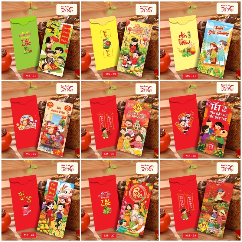 Combo 1000 Bao lì xì Tết Việt Quý Mão 2023 loại tốt C150 nhiều mẫu - Pigbabystore
