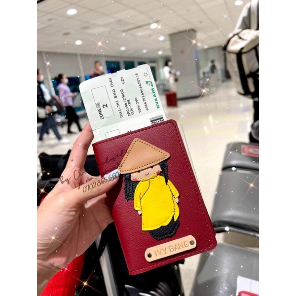 Vỏ hộ chiếu cô gái việt nam - passport cover cô gái mặc áo dài