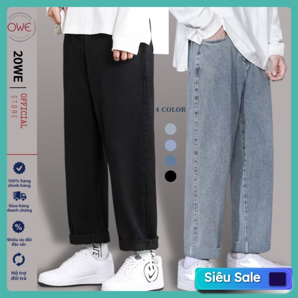 Quần jean nam chất bò cao cấp dáng xuông đứng 20we.store88. Quần baggy nam, jeans, ống suông rộng Hottrend 2022