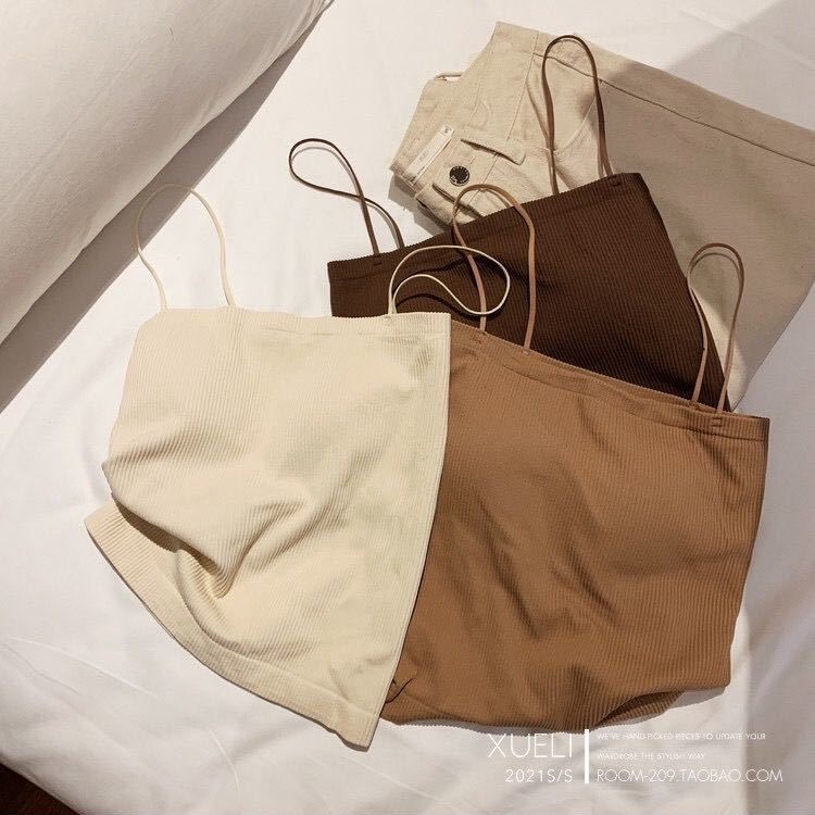 Áo 2 dây nữ thun gân tăm Sexy có mút ngực co giãn, Áo 2 dây siêu co dãn ôm sát cơ thể mix đồ - O2D07