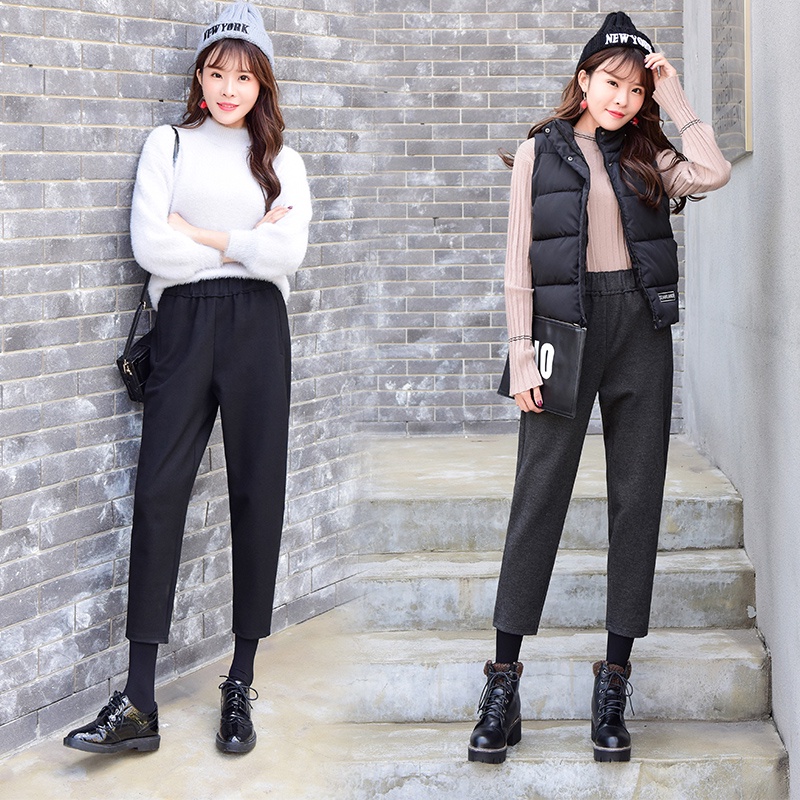 NRVP Quần Len Dài Ống Rộng Phong Cách Hàn Quốc