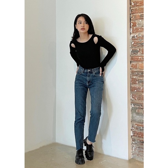 TheBlueTshirt - Quần Jeans Lưng Cao Nữ Ống Ôm - Ankle Crop Jeans