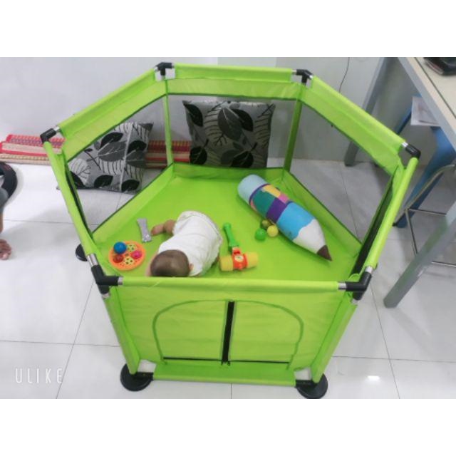 ☀️ cũi kiêm nhà bóng khung inox cho bé - Tặng kèm bóng