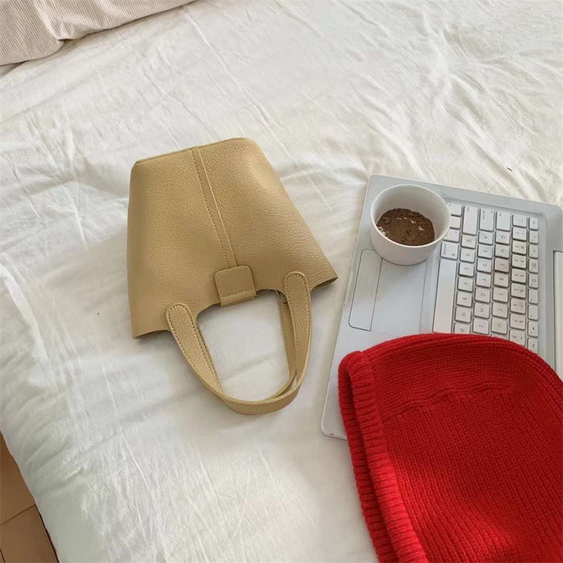 Ielgy Túi Xách Da Mềm Họa Tiết Vân Vải Phong Cách Hàn Quốc Cho Nữ