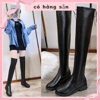 Boot bigsize nữ giày bốt cổ cao qua gối đế dày thời trang cho nữ