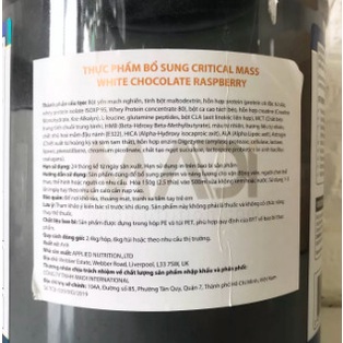 Sữa Tăng Cân, bổ sung dinh dưỡng, tăng cân tăng cơ nạc Critical Mass Professional