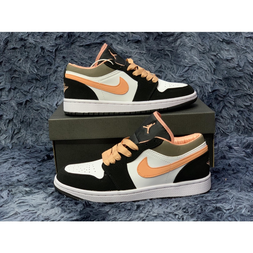 Giày thể thao Sneaker Jordan 1 Peach Mocha JD 1 Vạch Cam Đen thấp cổ Bản SC