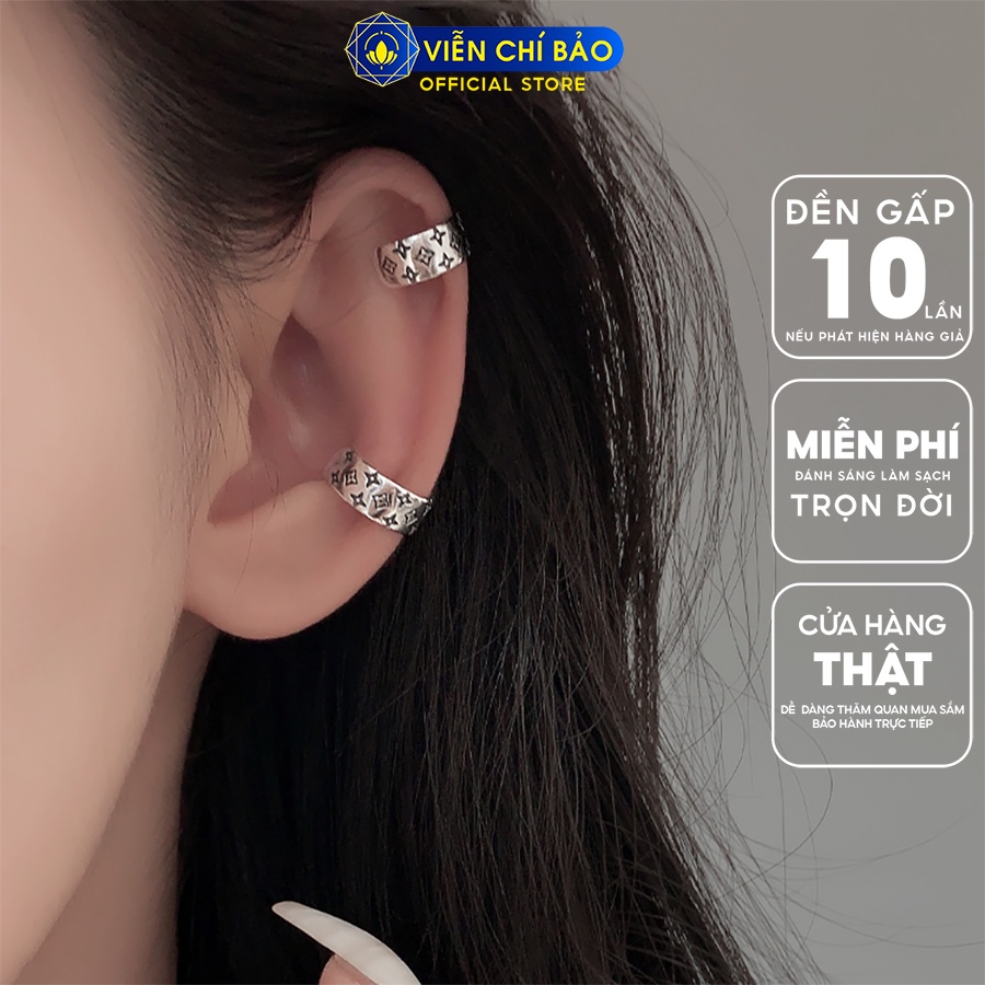 Bông tai bạc nữ LV kẹp vành - chiếc chất liệu bạc 925 thời trang phụ kiện trang sức Viễn Chí Bảo B000428