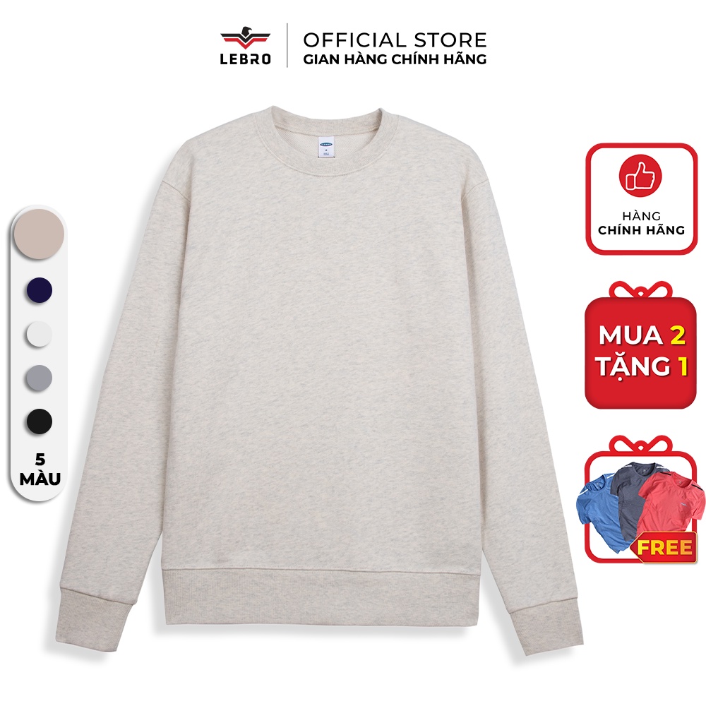 Áo nỉ Nam Lebro Chất Cotton Cao cấp form ôm, trẻ trung 5 màu Basic - H122ANOLDNV