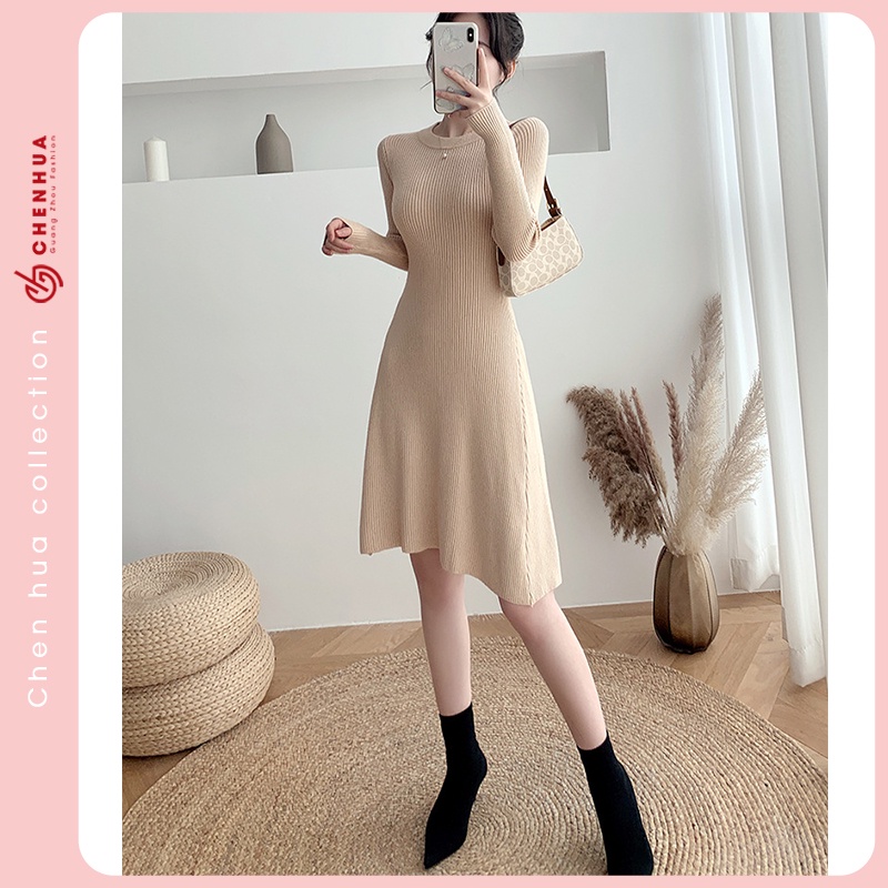 Váy len nữ ChenHua đầm len ngắn QC đẹp VT26