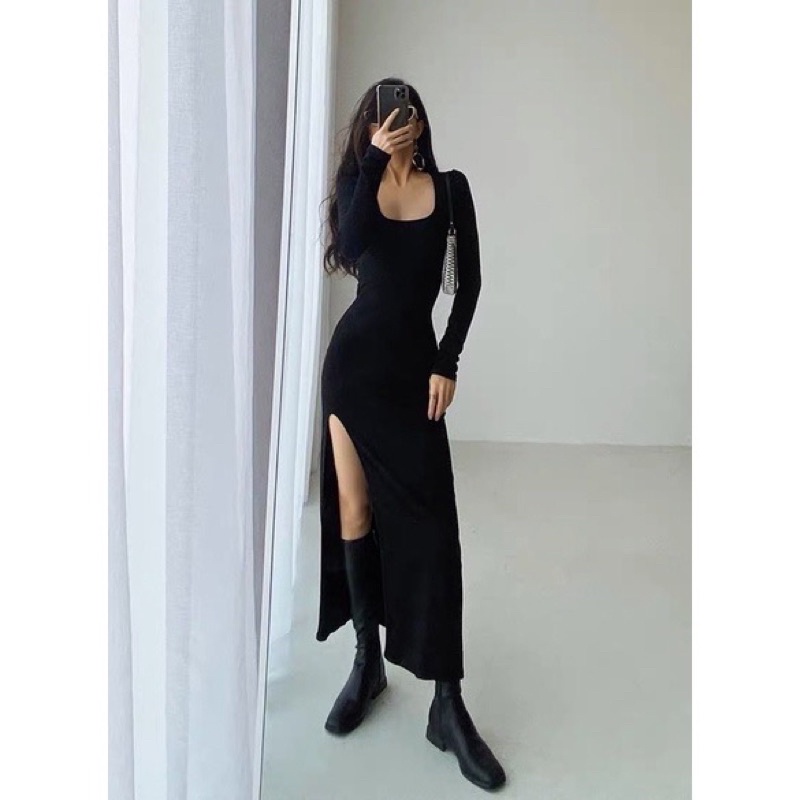 Đầm Body bigsize Xẻ Đùi Siêu Hack Dáng