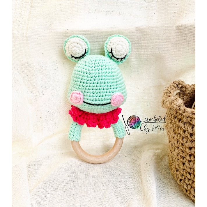 Lục lạc ếch - lục lạc len - gặm nứu -handmade