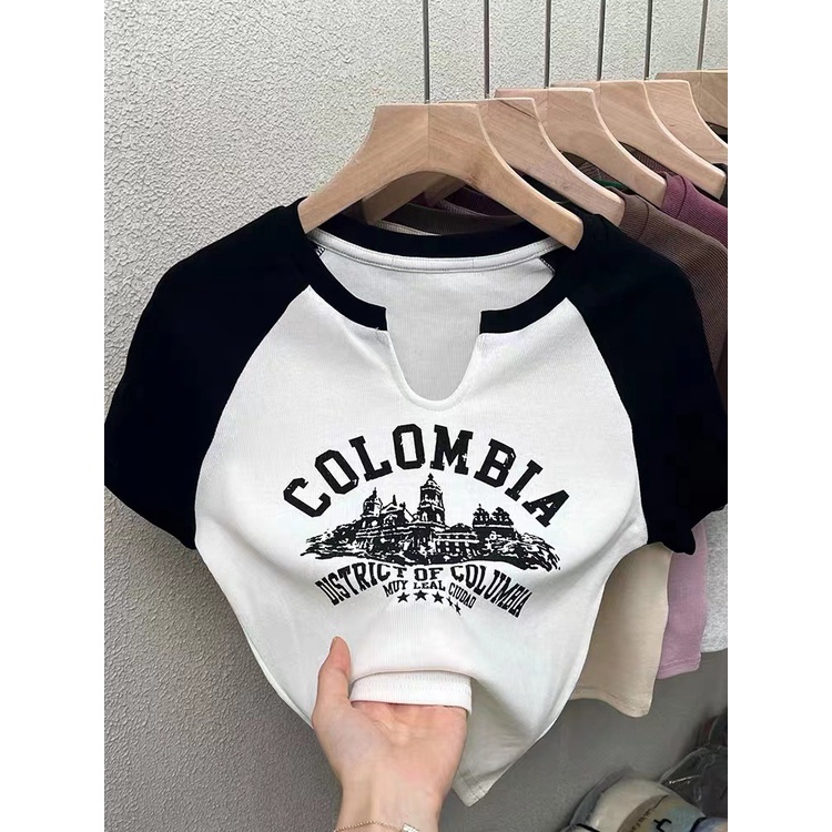 Áo Thun Tay Ngắn Màu Trơn Phong Cách Hàn Quốc Thời Trang Mùa Hè Cho Nữ