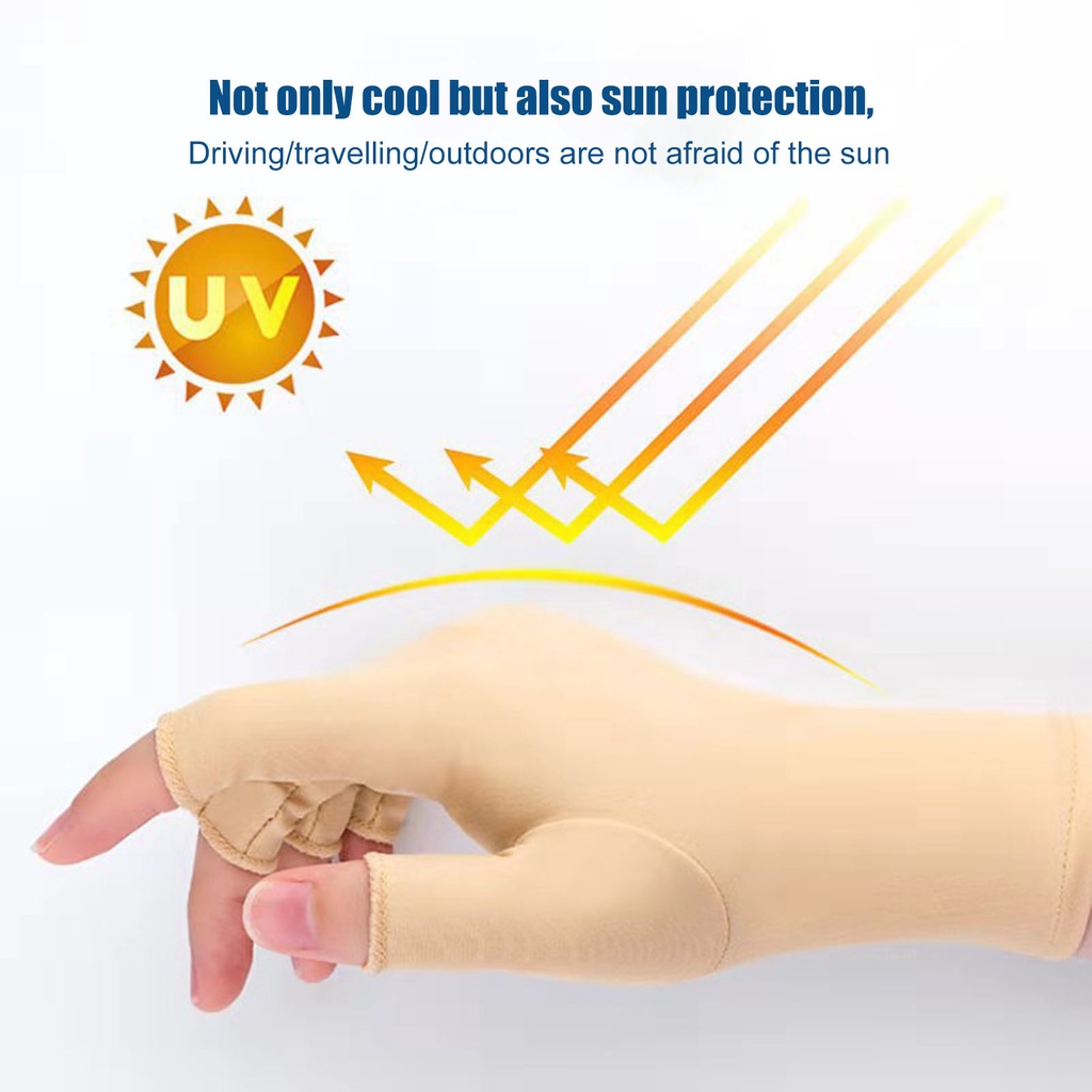 Găng Tay Nửa Ngón Siêu Mềm Thoáng Khí Thân Thiện Với Làn Da Chống Nắng Tia UV