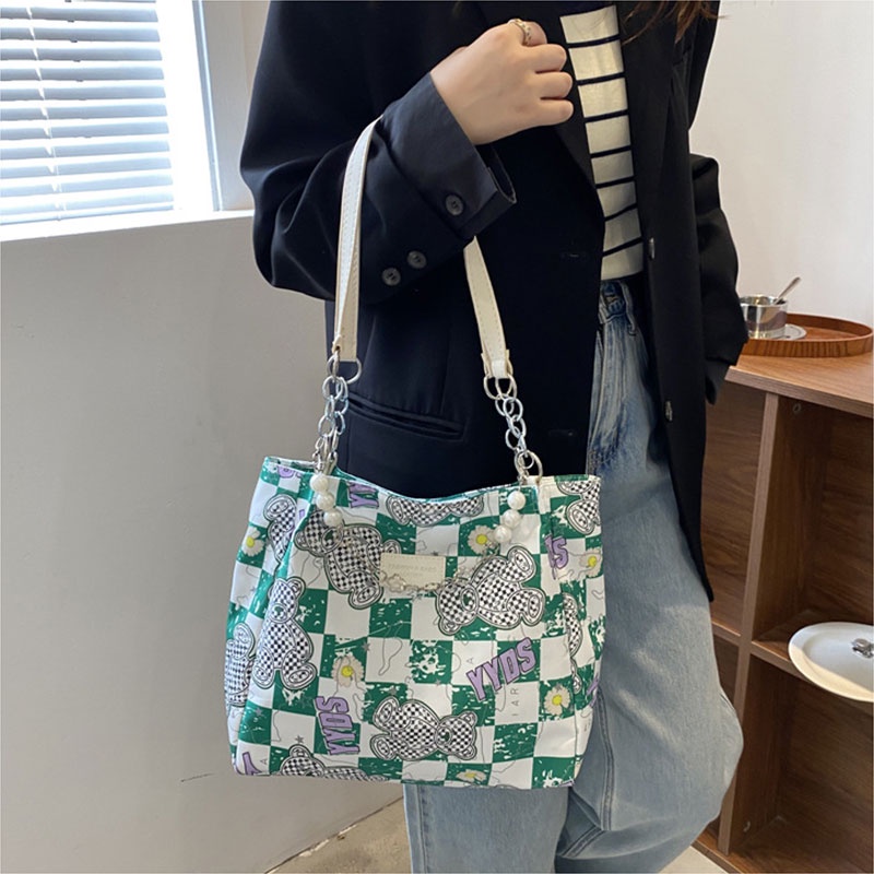 One Túi Xách Cỡ Lớn Phối Màu Tương Phản Trẻ Trung Hợp Thời Trang Cho Bạn Gái