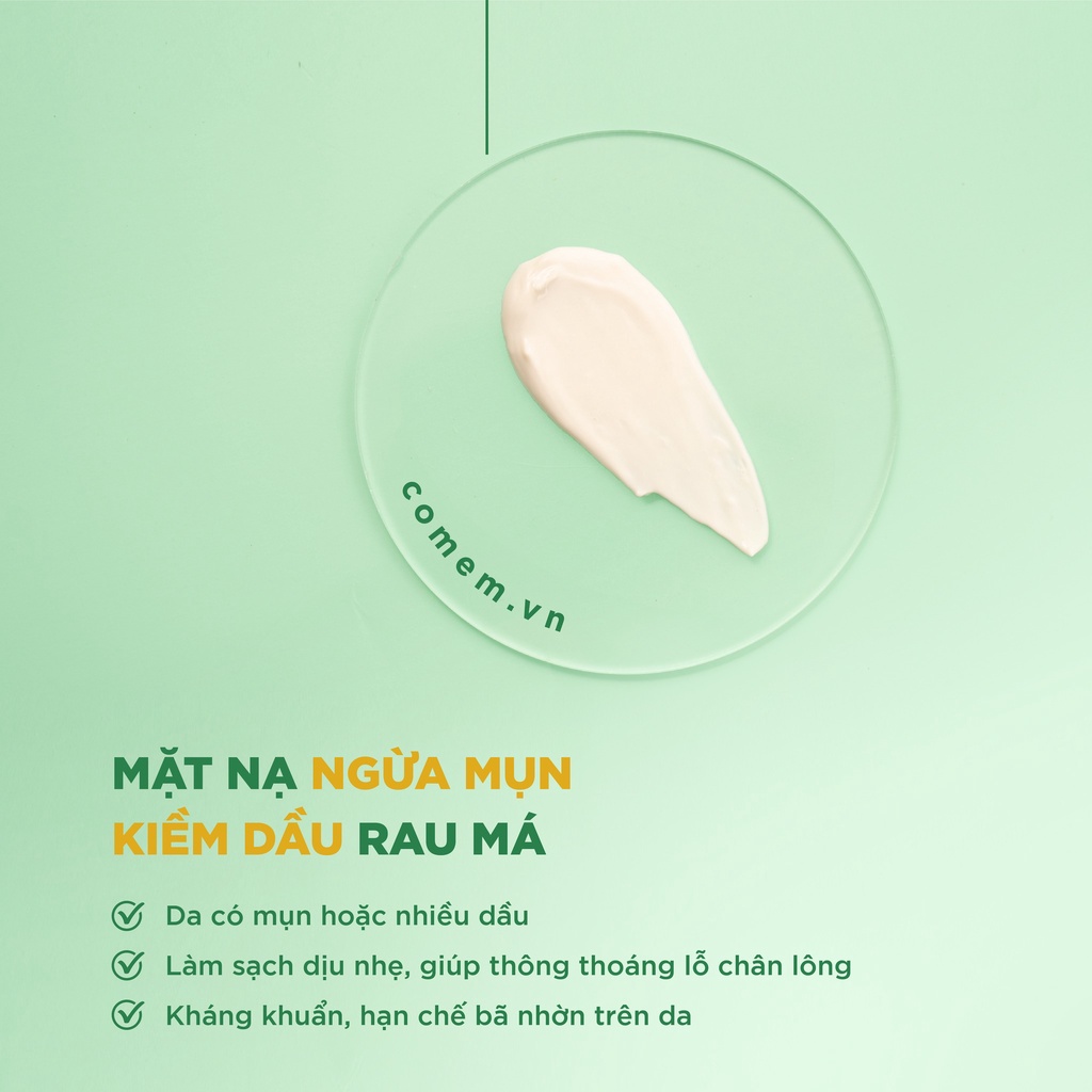 Mặt Nạ Đất Sét Ngừa Mụn Rau Má Cho Da Mụn Da Dầu Nhạy Cảm Cỏ Mềm 60g