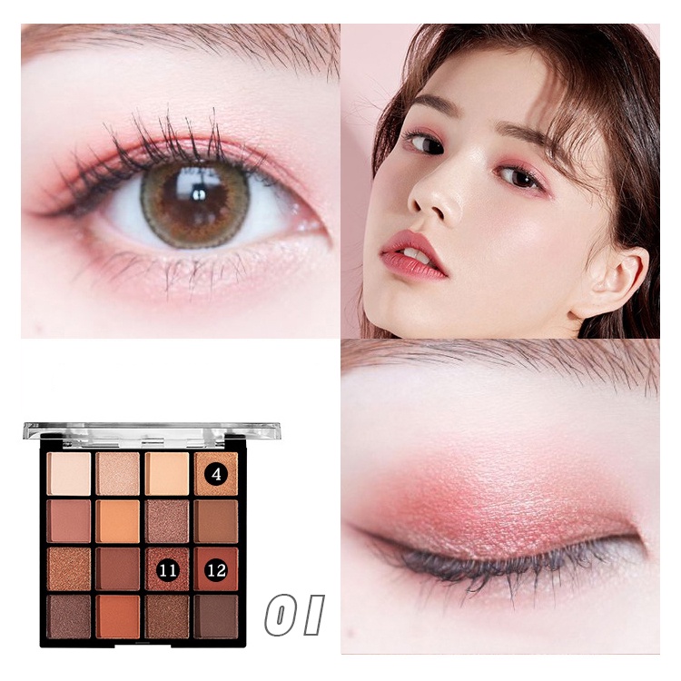 Bảng phấn mắt PFFEE 16 màu sắc kết hợp dành cho trang điểm chuyên nghiệp 24g