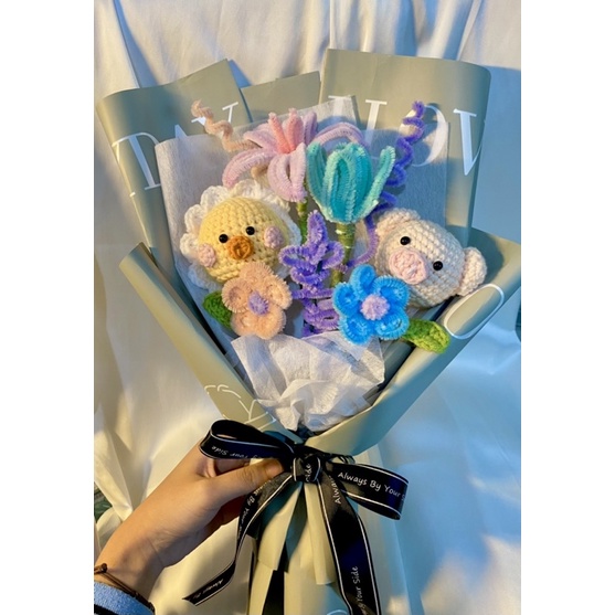 Bó hoa len mix kẽm nhung