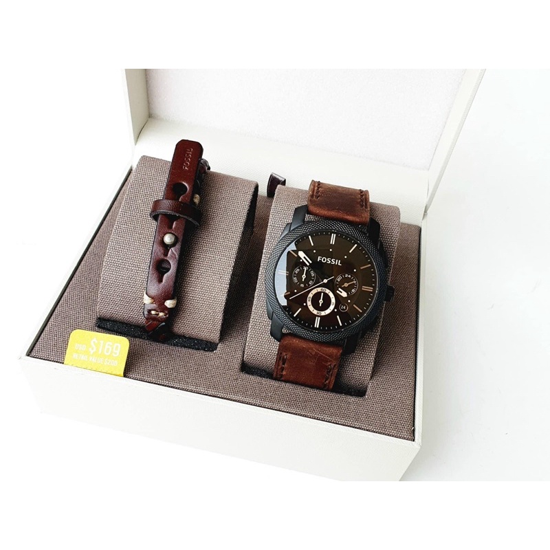 Đồng hồ nam dây da Fossil Chronograph FS5251SET