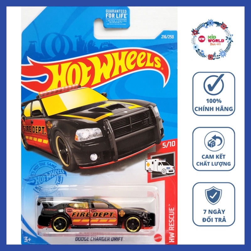 Xe mô hình Hot Wheels basic Cảnh sát Dodge Charger Drift GTB11.