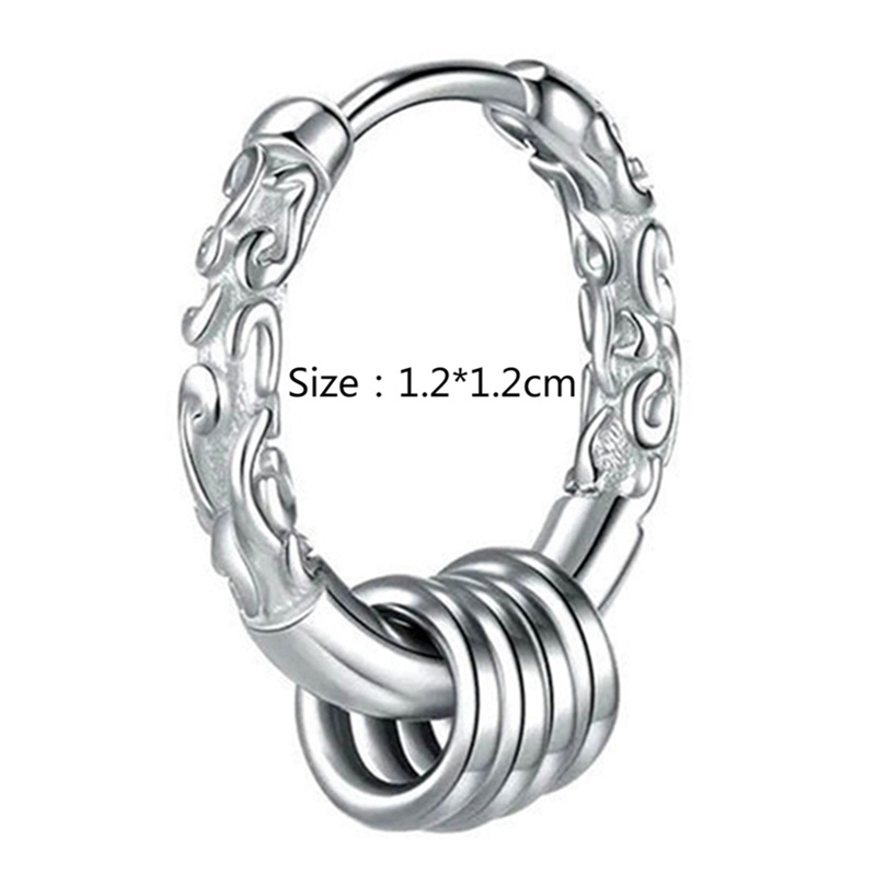 1c Bông Tai Tròn Mạ Bạc 925 Phong Cách Hip Hop Punk Cá Tính Dành Cho Nam