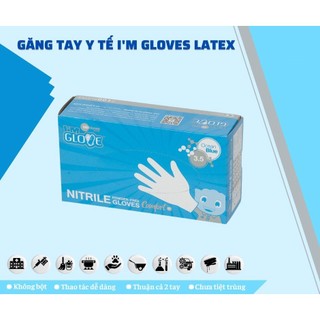 Bao tay y tế Nitrile Không bột màu Xanh Dương hộp 100 cái