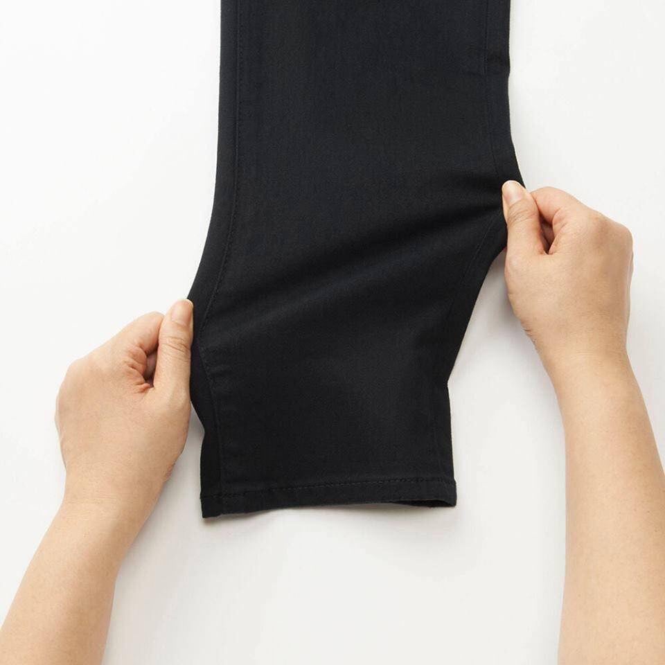 Quần jean nam đen trơn cắt gấu chất bò co giãn dáng skinny phong cách hàn quốc QJ01