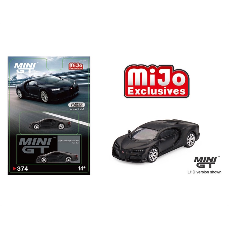 MINI GT Bugatti Chiron Super Sport 300+ (Matte Black) #374- Xe mô hình cao cấp tỷ lệ 1:64 chính hãng - Saigontoys