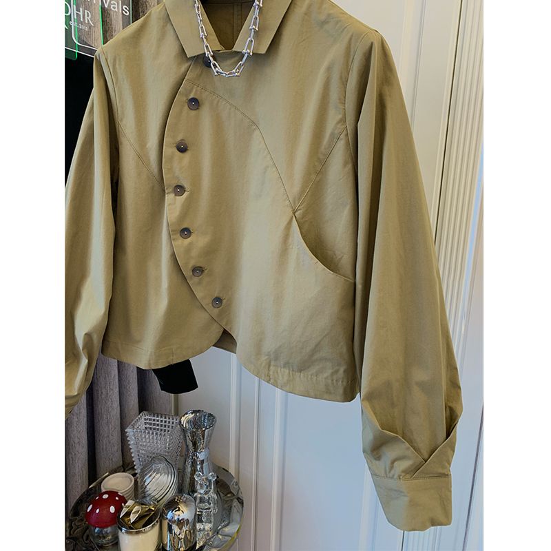 Áo Sơ Mi Cotton Tay Dài Dáng Rộng Ngắn Cài Khuy Kiểu Retro Phương Tây Thời Trang Mùa Xuân 2022