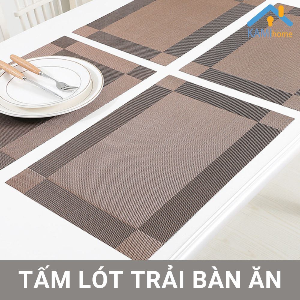 Tấm lót trải bàn ăn cỡ 45 x 30cm dệt sợi PVC chống bẩn màu sang trọng KM 20113