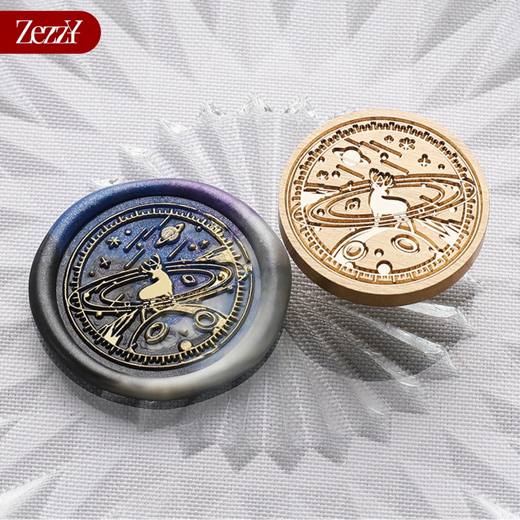 Mặt con dấu sáp niêm phong cao cấp ZEZZY dấu sáp niêm phong tay cầm gỗ thiệp cưới bỉ thư phong cách cổ điển sang trọng