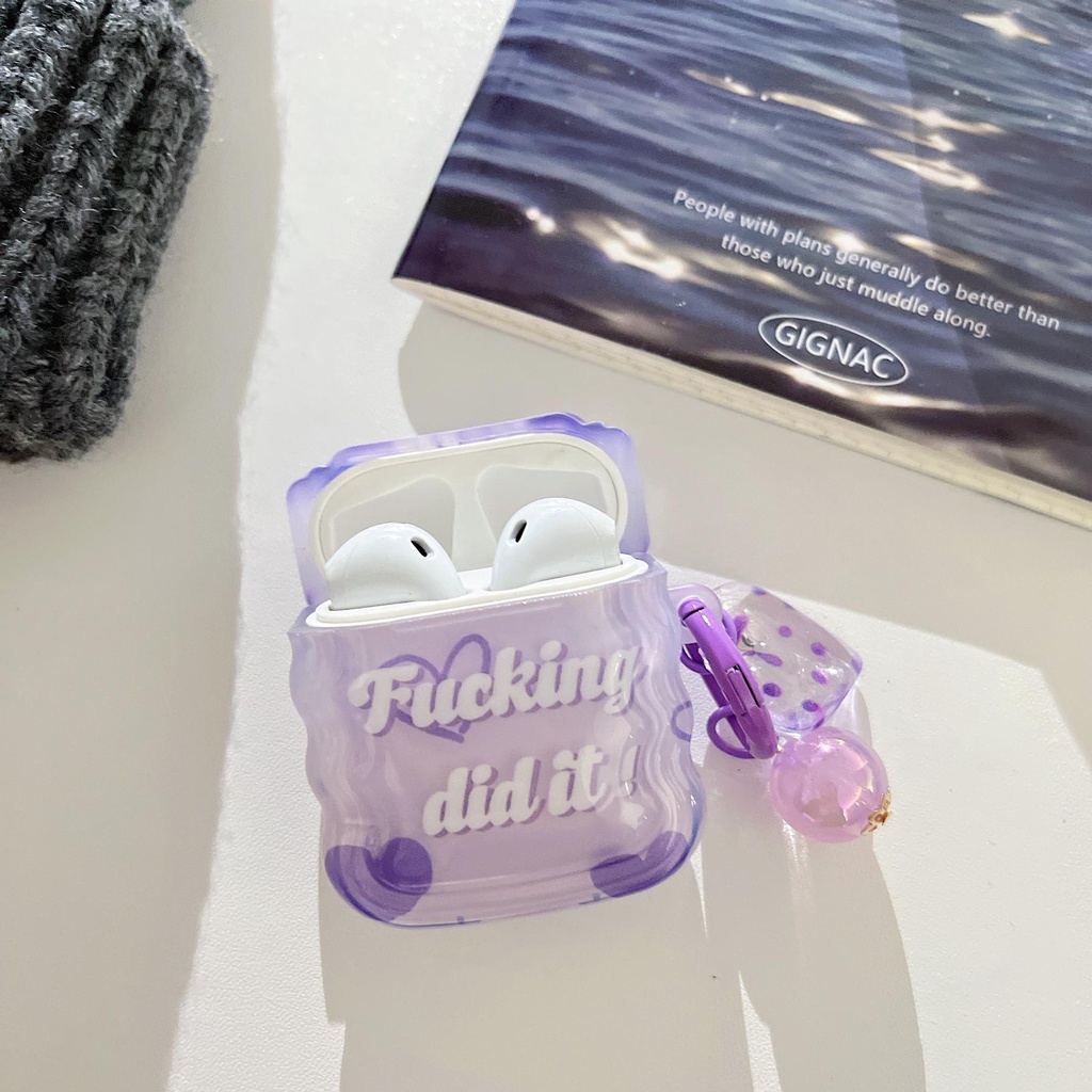 Vỏ Bảo Vệ Hộp Đựng Tai Nghe AirPods 1 / 2 gen3 pro 2 2022 Bluetooth Không Dây Bằng Silicon TPU Trong Suốt Họa Tiết Lượn Sóng Màu Tím