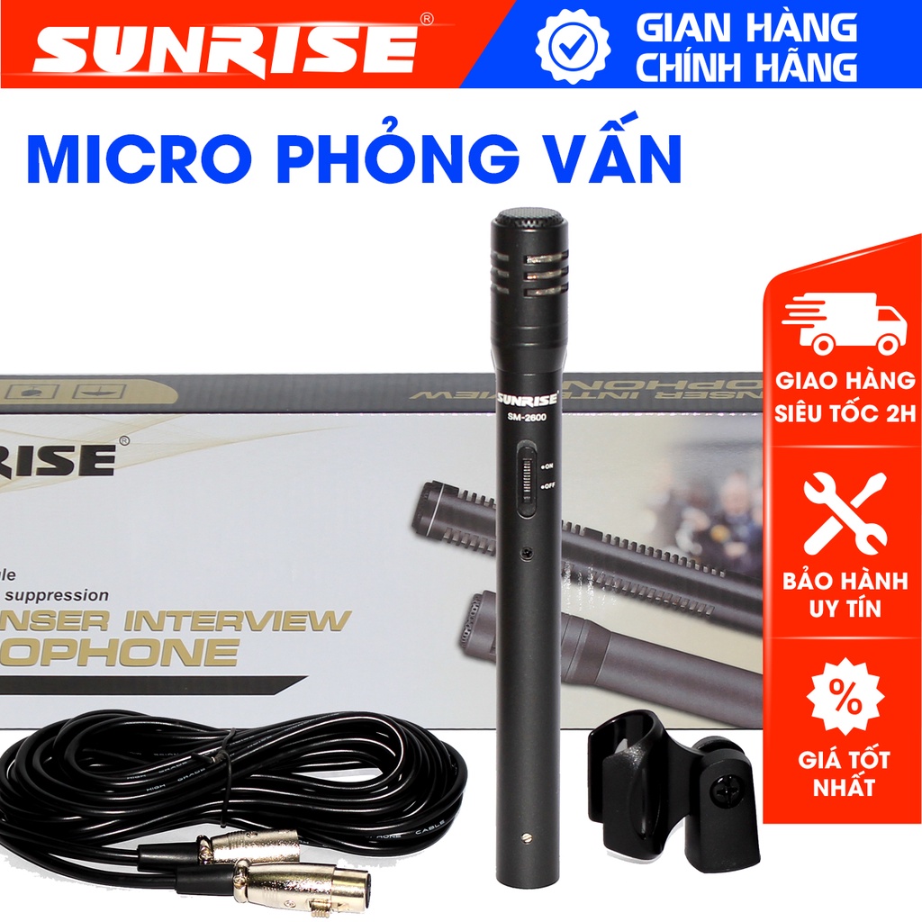 Micro hội nghị phỏng vấn Sunrise SM-2600, Mic thu âm phỏng vấn quay phim, khả năng bắt âm thanh độ chính xác lọc âm tốt