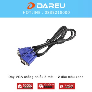 Dây VGA chống nhiễu 5 mét - Chống nhiễu - 2 đầu màu xanh - BH 12 tháng