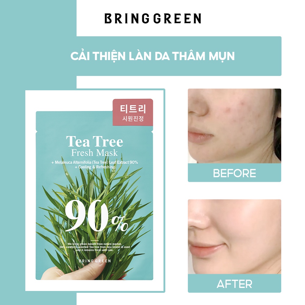 Mặt Nạ Tràm Trà Dưỡng Da Bring Green Tea Tree 90% Fresh Mask 20g (10pcs)