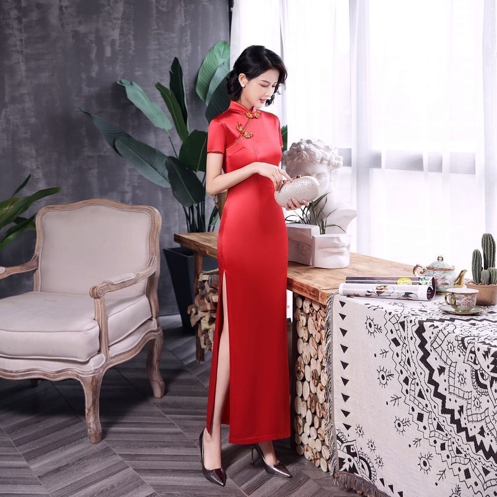 Đầm Sườn Xám Cách Tân Dáng Ôm Dài In Họa Tiết Mèo Thời Trang Cao Cấp Cho Nữ