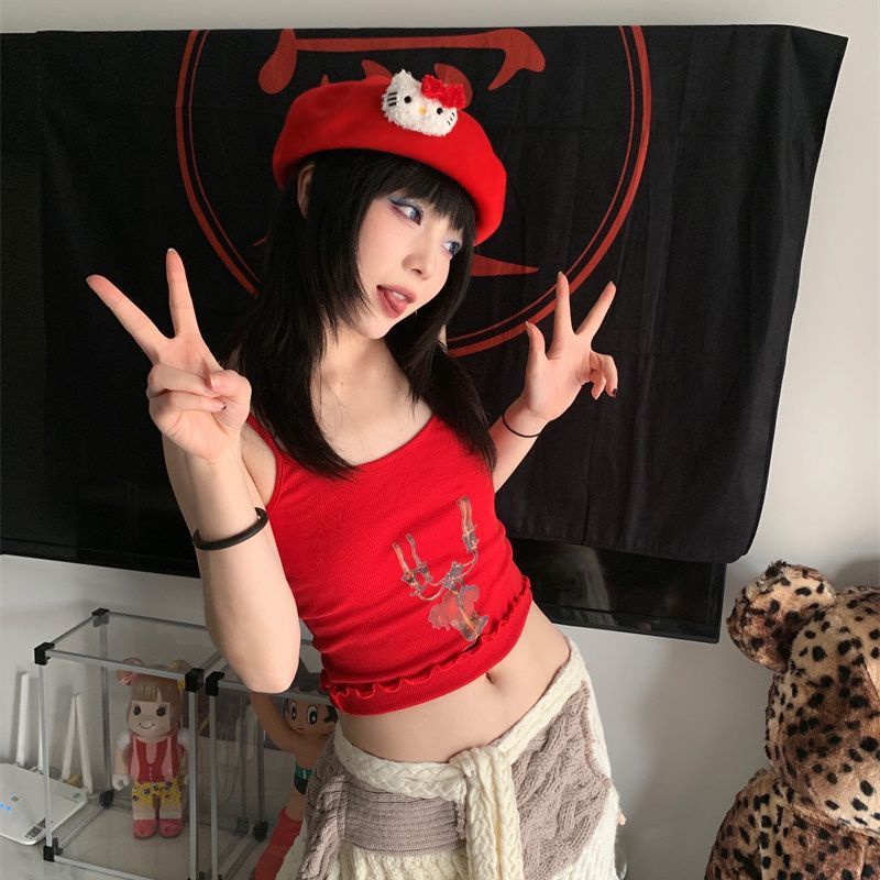 Millennium Y2k Spicy Girl Three-dimensional KT Hat Cute Beret Subculture Subby Painter Hat Hello Kitty Hat