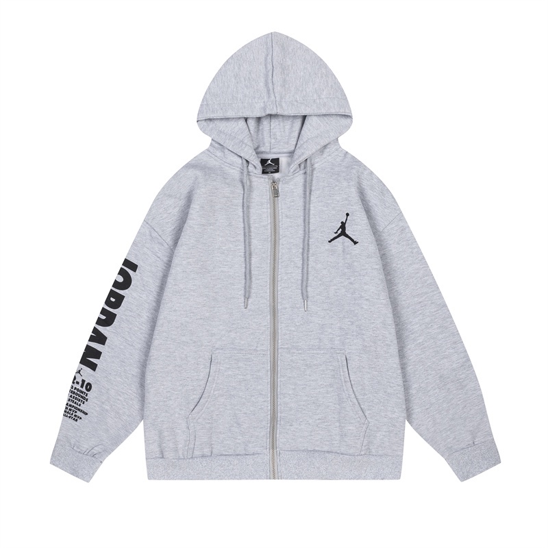 A &amp; J High Áo Hoodie Dây Kéo Thêu Biểu Tượng Jumpman Thời Trang Đường Phố