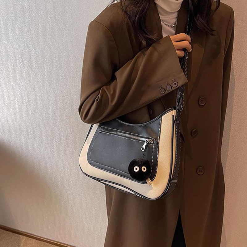 Ielgy Túi bucket Đeo Chéo Phủ Lông Phong Cách retro Thời Trang Nữ