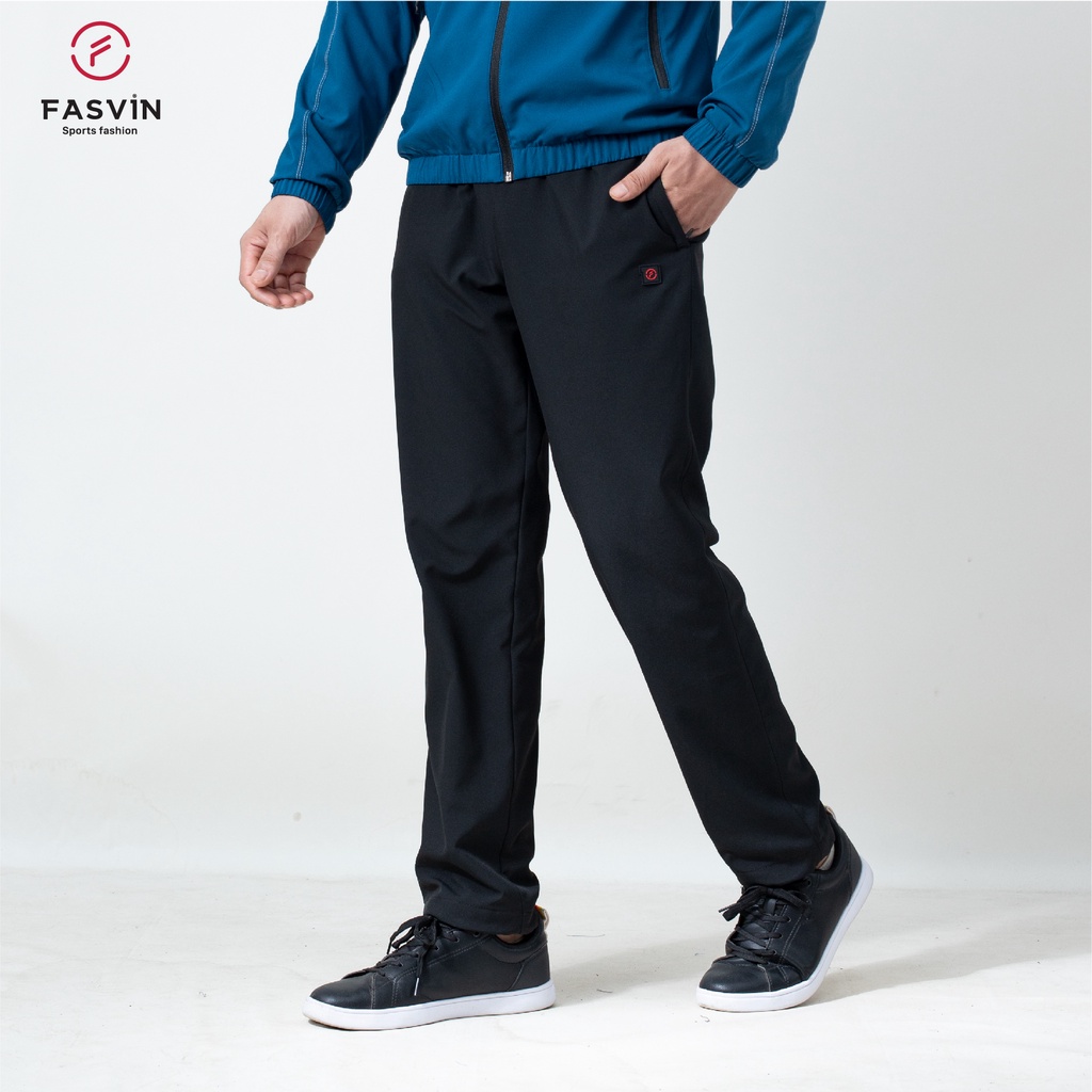 Quần gió nam 02 lớp FASVIN QBC22541.SG ống suông lót lưới hàng cao cấp